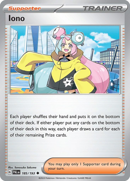 IONO 185/193 Uncommon Paldea Evolved Pokemon Reverse Holo Near Mint