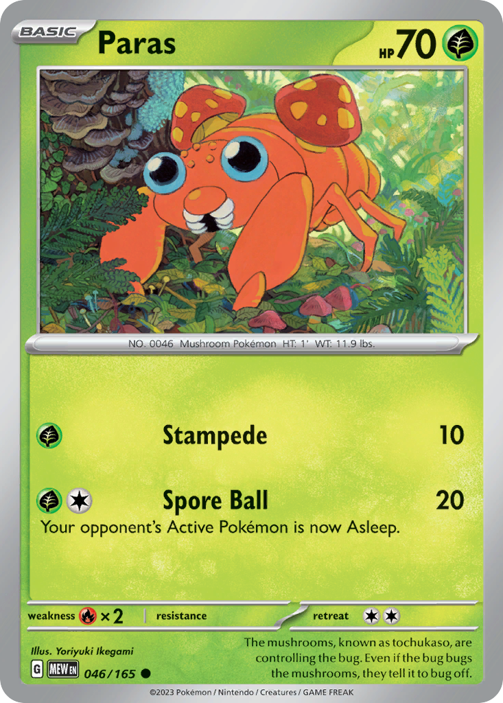 PARAS 046/165 Common 151 Pokemon Near Mint