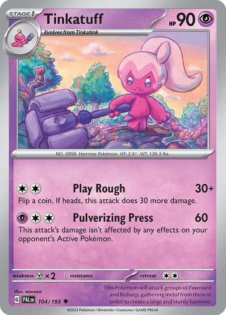 TINKATUFF 104/193 Uncommon Paldea Evolved Pokemon Near Mint