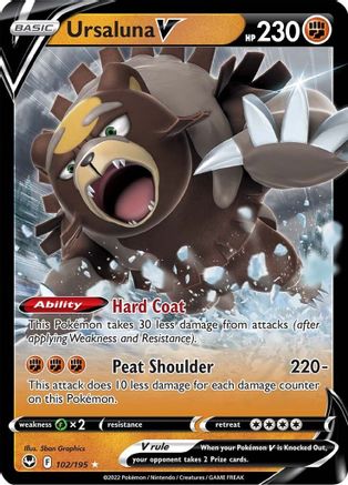 Holofoil Ursaluna V 102/195 - SWSH12 Silver Tempest Holofoil