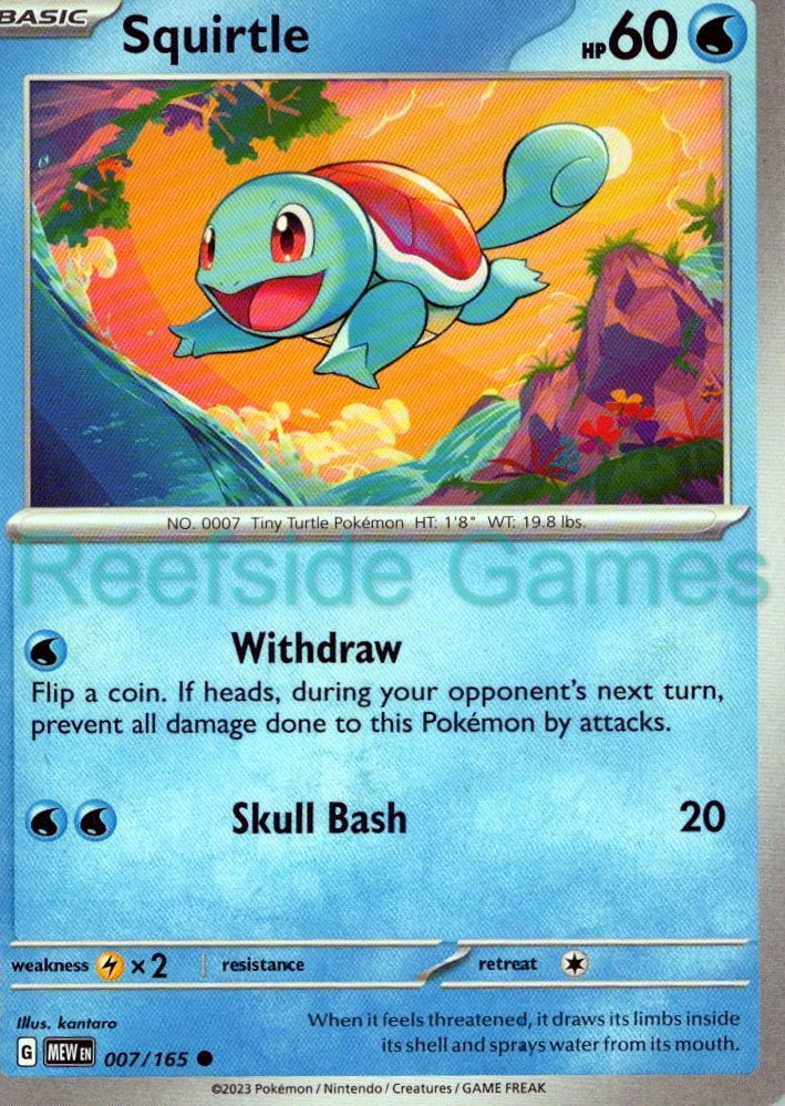 SQUIRTLE 007/165 Common 151 Pokemon Near Mint