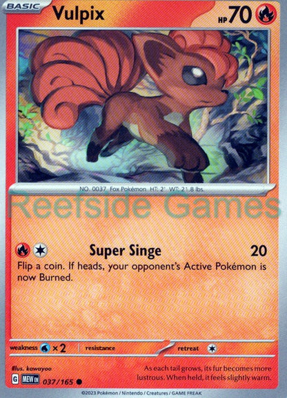 VULPIX 037/165 Common 151 Pokemon Near Mint