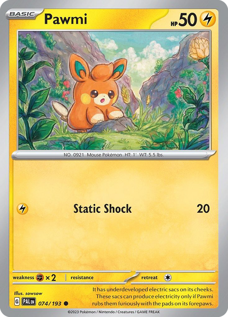 PAWMI 074/193 Common Paldea Evolved Pokemon Reverse Holo Near Mint