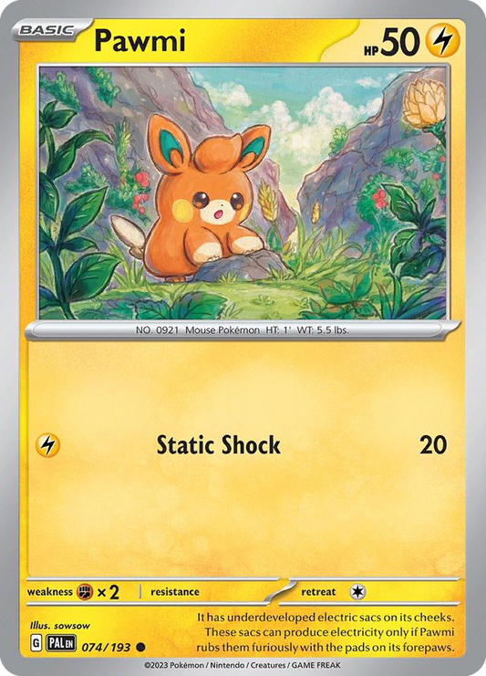PAWMI 074/193 Common Paldea Evolved Pokemon Reverse Holo Near Mint