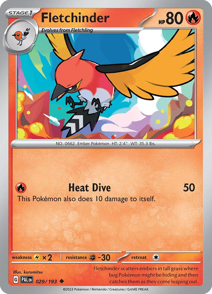 FLETCHINDER 029/193 Uncommon Paldea Evolved Pokemon Near Mint