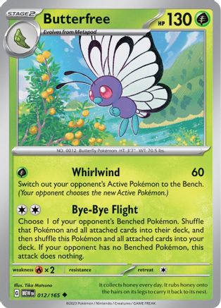 Butterfree 012  - Reverse Holofoil SV Scarlet & Violet 151 - Uncommon