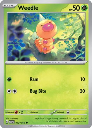 Weedle 013  - Reverse Holofoil SV Scarlet & Violet 151 - Common