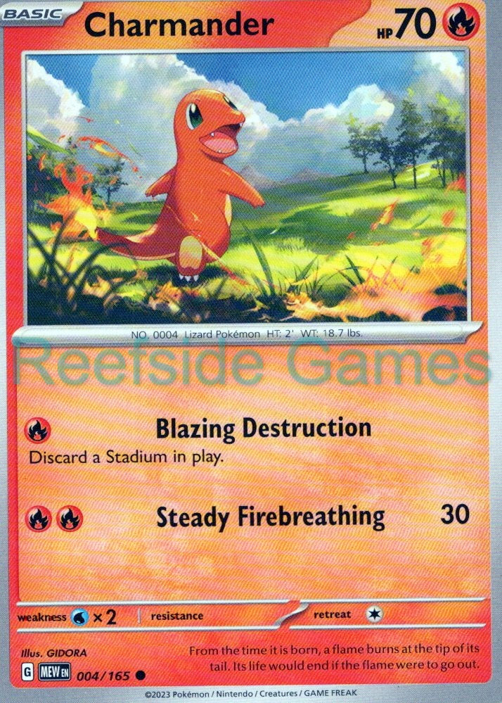 CHARMANDER 004/165 Common 151 Pokemon Near Mint