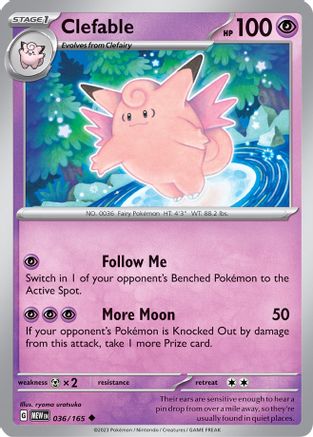 Clefable 036  - Reverse Holofoil SV Scarlet & Violet 151 - Uncommon
