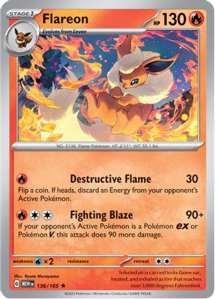 Flareon 136/165  - Holofoil SV Scarlet & Violet 151 - Rare