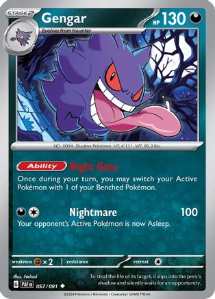 Gengar 057  - Reverse Holofoil SV Paldean Fates - Uncommon