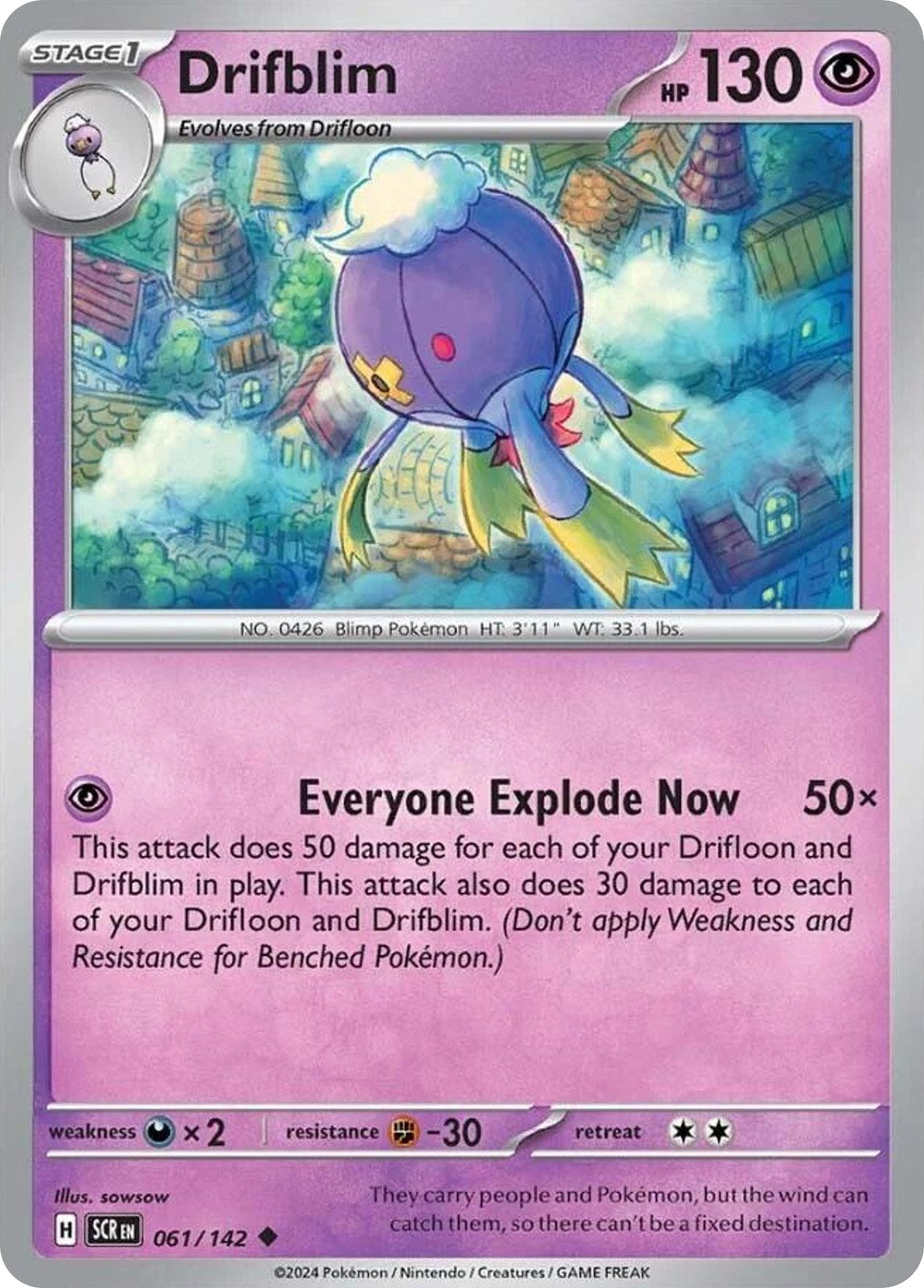 DRIFBLIM 61/142 Uncommon Stellar Crown Pokemon Near Mint