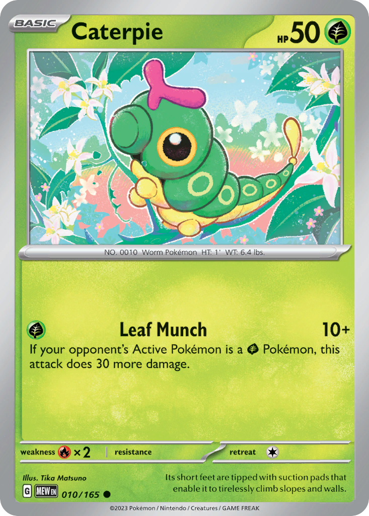 CATERPIE 010/165 Common 151 Pokemon Near Mint