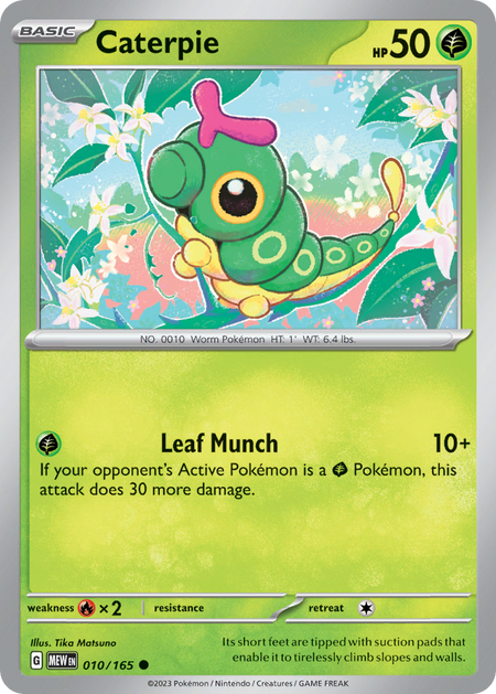 CATERPIE 010/165 Common 151 Pokemon Near Mint