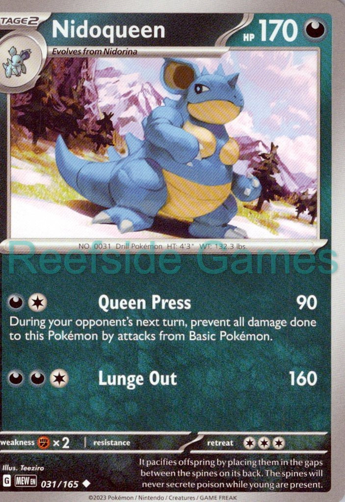 NIDOQUEEN 031/165 Uncommon 151 Pokemon Near Mint