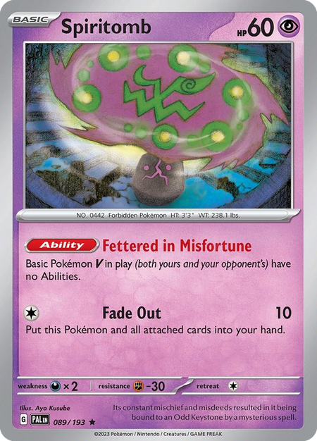 SPIRITOMB 089/193 Rare Paldea Evolved Pokemon Near Mint