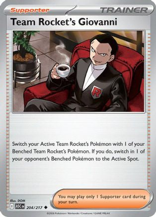 Team Rocket's Giovanni 204  - Reverse Holofoil ME Ascended Heroes - Uncommon