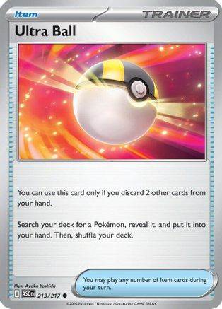 Ultra Ball 213/217  - Reverse Holofoil ME Ascended Heroes - Common
