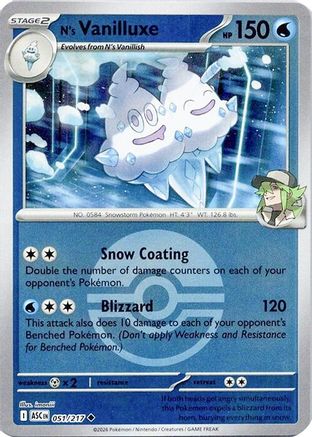 N's Vanilluxe (Poke Ball) 051  - Reverse Holofoil ME Ascended Heroes - Uncommon