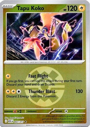 Tapu Koko (Quick Ball) 067  - Reverse Holofoil ME Ascended Heroes - Rare