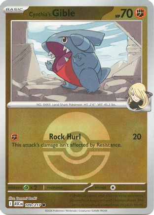 Cynthia's Gible (Poke Ball) 109  - Reverse Holofoil ME Ascended Heroes - Common