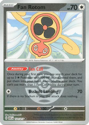 Fan Rotom (Dusk Ball) 171/217  - Reverse Holofoil ME Ascended Heroes - Common