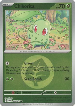 Chikorita (Energy Symbol Pattern) 008  - Reverse Holofoil ME Ascended Heroes - Common