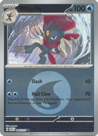 Weavile (Energy Symbol Pattern) 045/217  - Reverse Holofoil ME Ascended Heroes - Uncommon