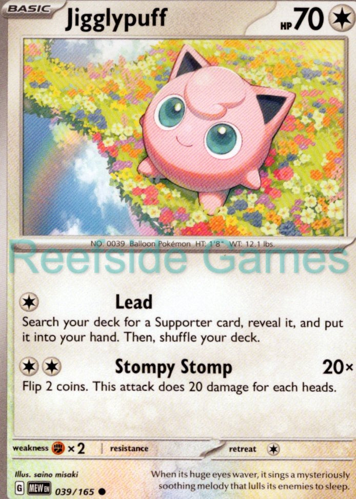 JIGGLYPUFF 039/165 Common 151 Pokemon Near Mint