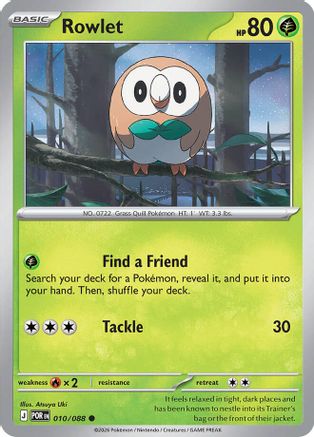 Rowlet 010/088  - Reverse Holofoil ME03 Perfect Order - Common