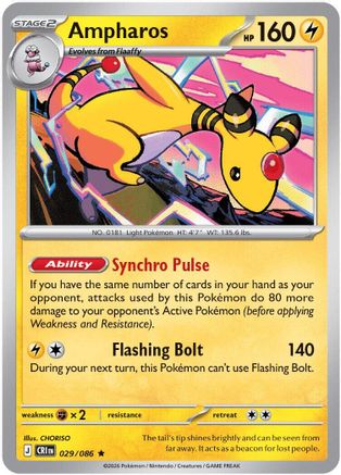 Ampharos 029/086  - Holofoil ME04 Chaos Rising - Rare
