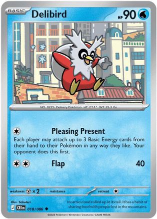 Delibird 018  - Reverse Holofoil ME04 Chaos Rising - Uncommon