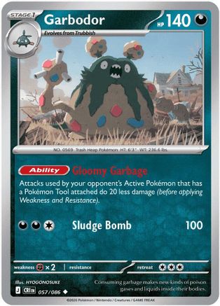 Garbodor 057  - Reverse Holofoil ME04 Chaos Rising - Uncommon