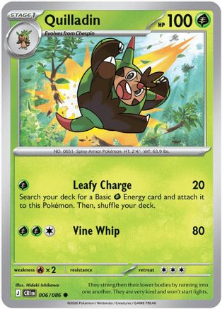 Quilladin 006  - Reverse Holofoil ME04 Chaos Rising - Common