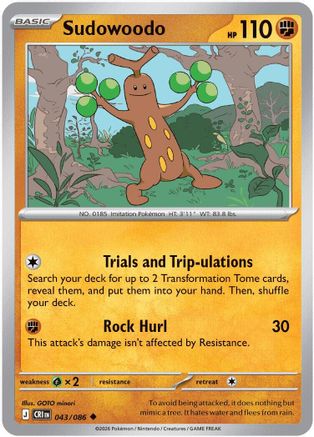 Sudowoodo 043  - Reverse Holofoil ME04 Chaos Rising - Uncommon