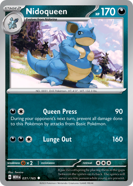 NIDOQUEEN 031/165 Uncommon 151 Pokemon Near Mint