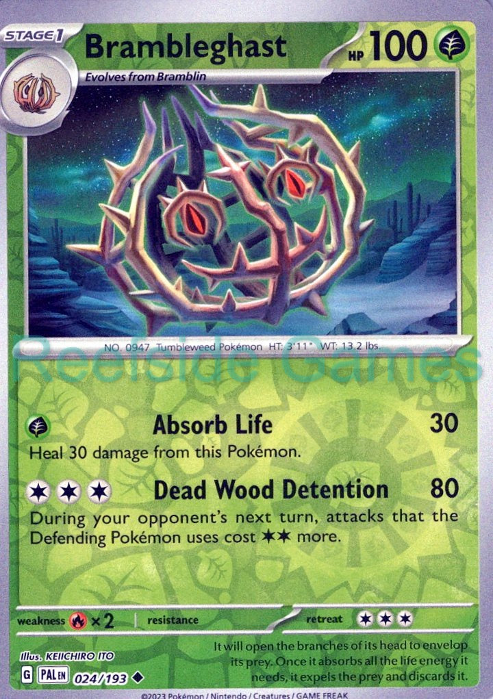 BRAMBLEGHAST 024/193 Uncommon Paldea Evolved Pokemon Reverse Holo Near Mint