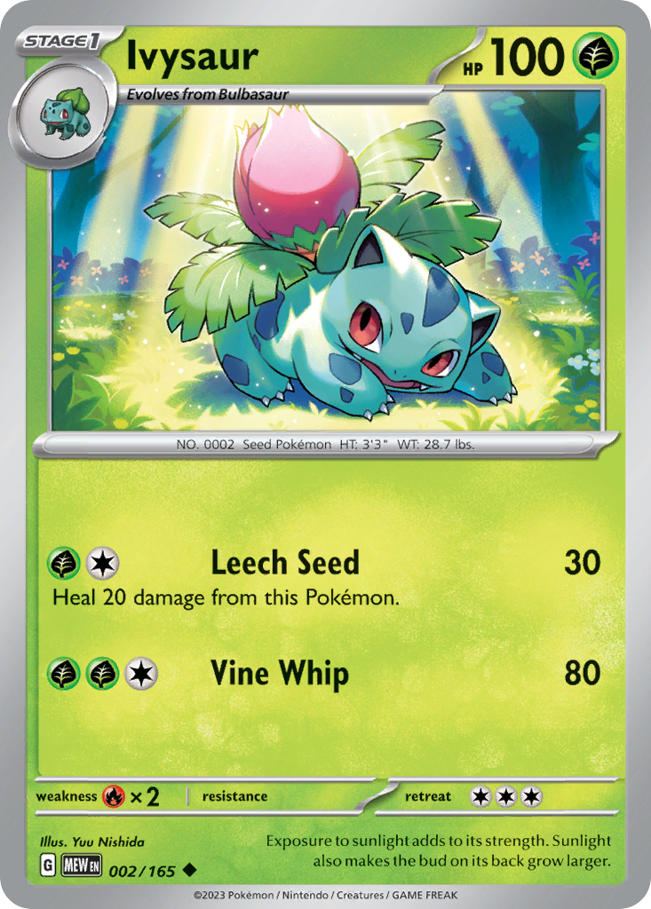 IVYSAUR 002/165 Uncommon 151 Pokemon Near Mint