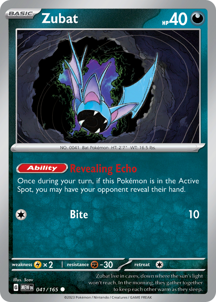 ZUBAT 041/165 Common 151 Pokemon Near Mint