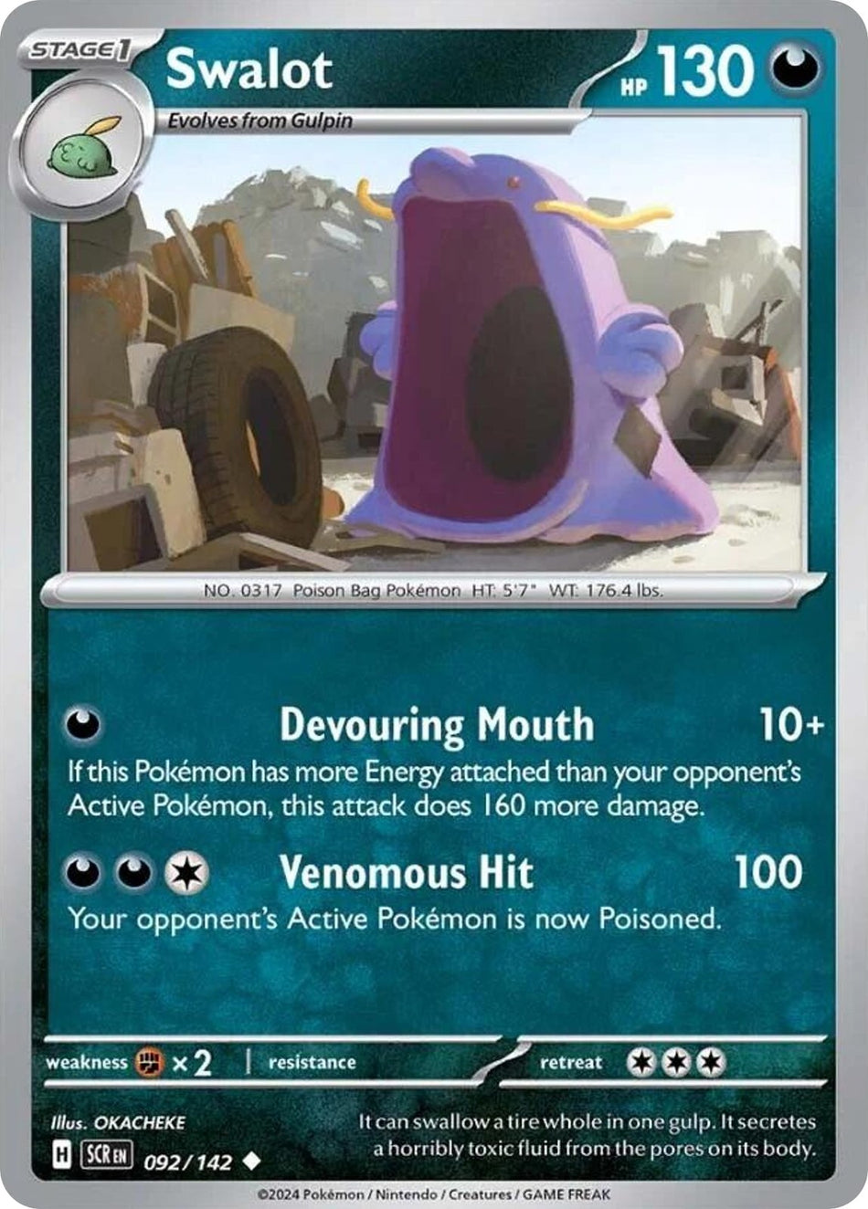 SWALOT 92/142 Uncommon Stellar Crown Pokemon Near Mint