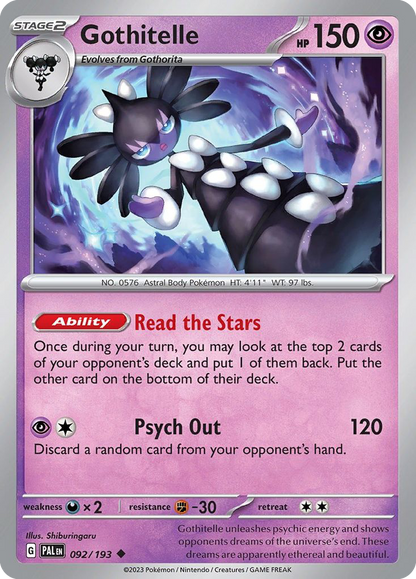 GOTHITELLE 092/193 Uncommon Paldea Evolved Pokemon Near Mint