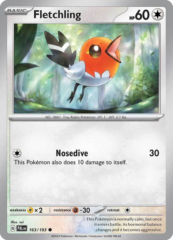 FLETCHLING 163/193 Common Paldea Evolved Pokemon Near Mint