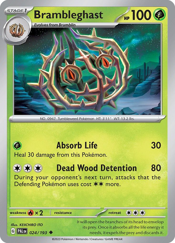 BRAMBLEGHAST 024/193 Uncommon Paldea Evolved Pokemon Reverse Holo Near Mint
