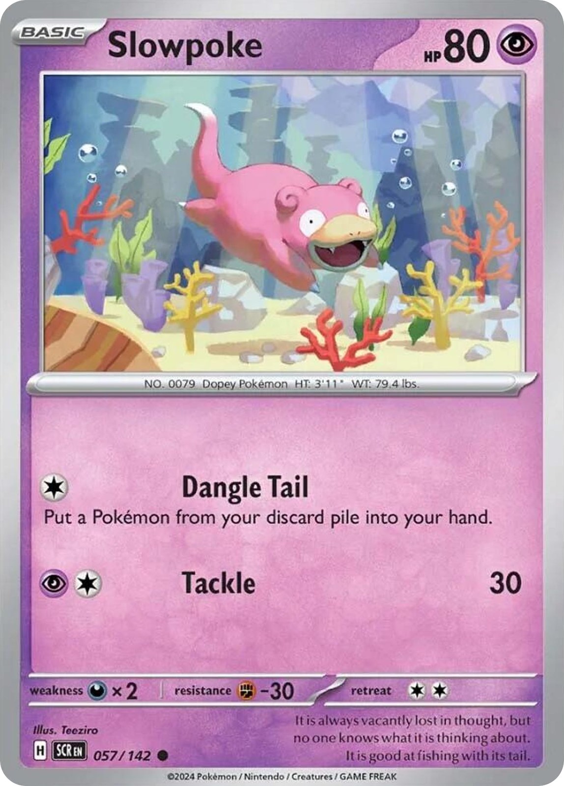 SLOWPOKE 57/142 Common Stellar Crown Pokemon Reverse Holo Near Mint