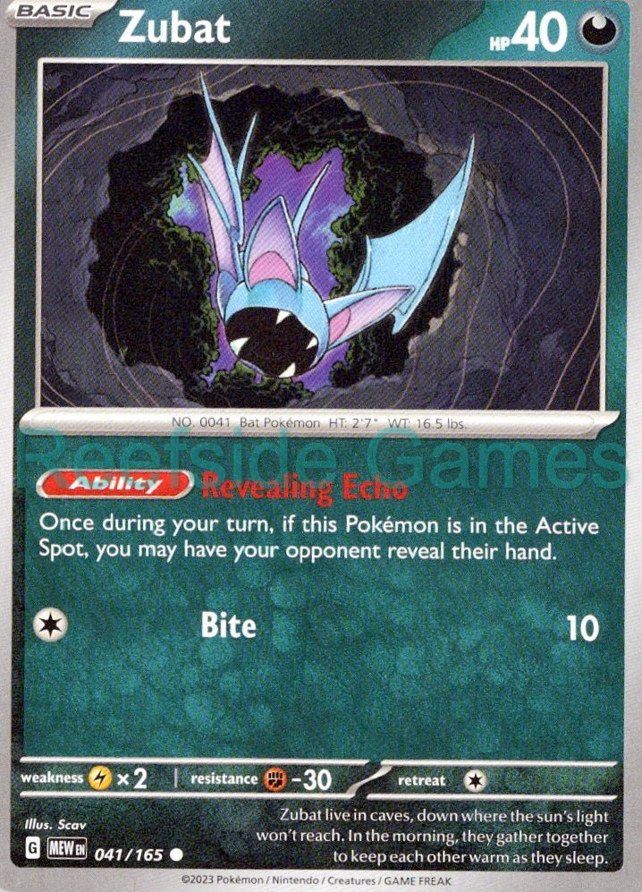 ZUBAT 041/165 Common 151 Pokemon Near Mint