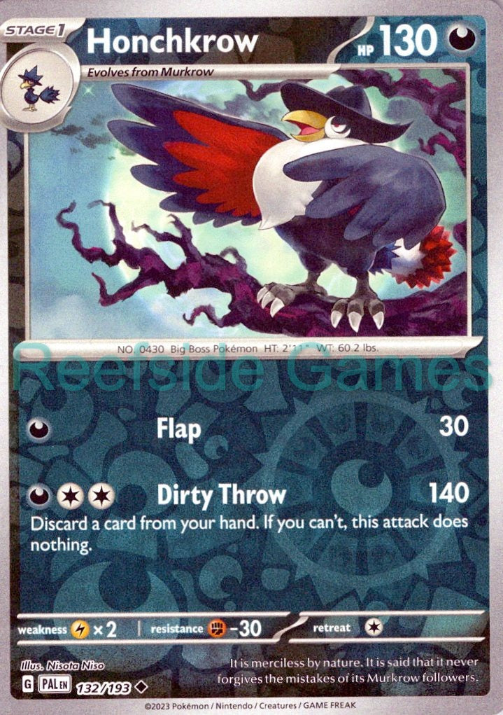 HONCHKROW 132/193 Uncommon Paldea Evolved Pokemon Reverse Holo Near Mint