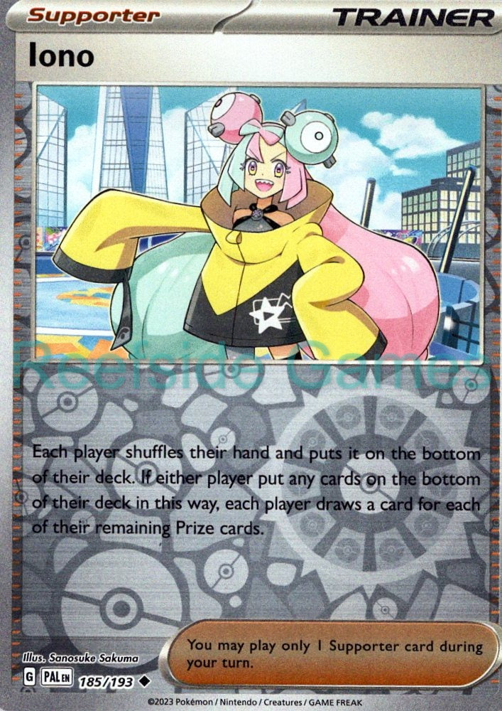 IONO 185/193 Uncommon Paldea Evolved Pokemon Reverse Holo Near Mint