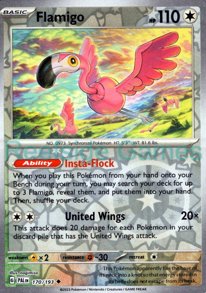 FLAMIGO 170/193 Uncommon Paldea Evolved Pokemon Reverse Holo Near Mint