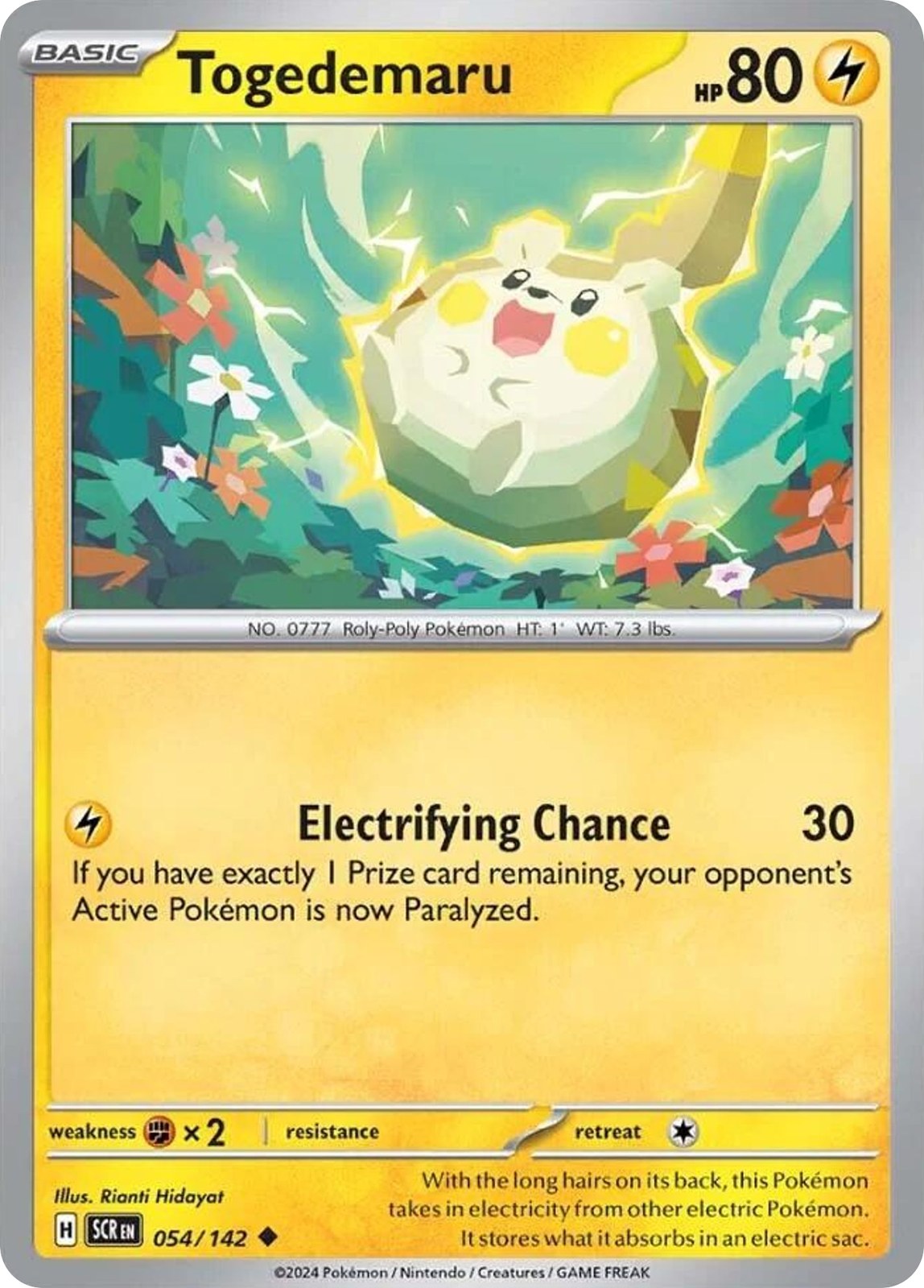 TOGEDEMARU 54/142 Uncommon Stellar Crown Pokemon Reverse Holo Near Mint