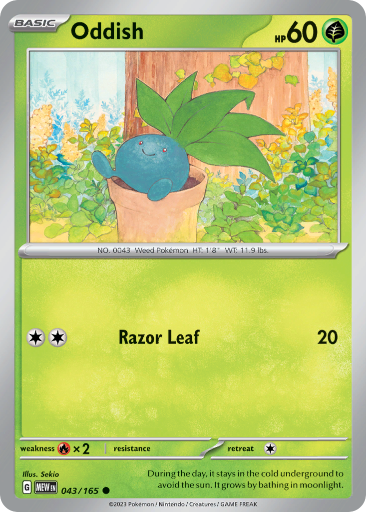 ODDISH 043/165 Common 151 Pokemon Near Mint